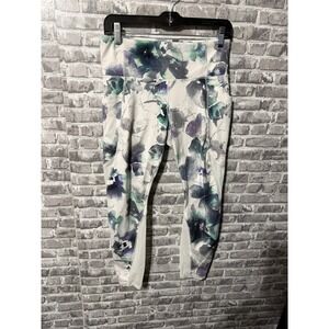 Athleta NWOT! Mudra 7/8 Tight White/Multi Floral Mesh Legging Size M